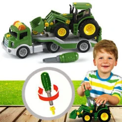 Dieplader + Tractor John Deere Met Voorlader – Constructiespeelgoed – Theo Klein 3908 8 Dieplader + Tractor John Deere Met Voorlader – Constructiespeelgoed – Theo Klein 3908 -Spelspul Winkel dieplader met tractor john deere theo klein 3908 1 1