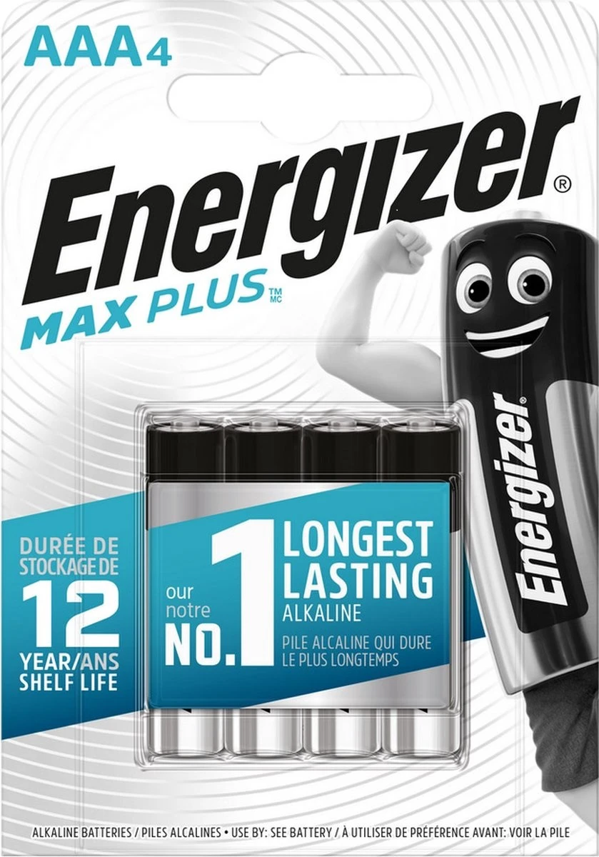 Energizer MaxPlus Batterij Alkaline AAA 4-pack 3 Energizer MaxPlus Batterij Alkaline AAA 4-pack