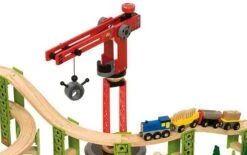 BigJigs BJT019 Houten Trein 114-delige Treinset Bouwterrein -Spelspul Winkel treinset bouwterrein bigjigs bjt019 1 1