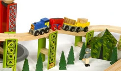 BigJigs BJT019 Houten Trein 114-delige Treinset Bouwterrein -Spelspul Winkel treinset bouwterrein bigjigs bjt019 2 1